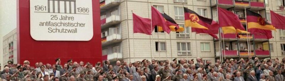 GDR parade for the anniversary of the building of the Wall in 1986.