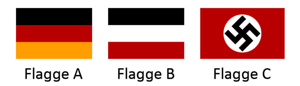 Three historical German national flags.