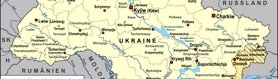Karte der Ukraine im Jahr 2014.