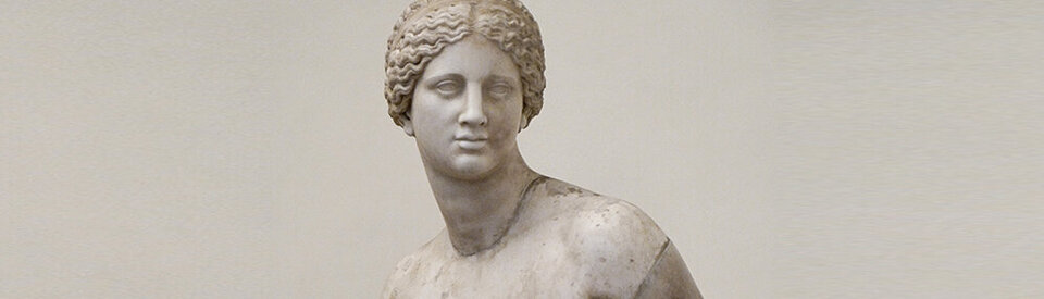 Statue der Aphrodite von Knidos (Marmorkopie). Phryne soll für sie Modell gestanden haben.