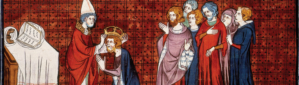 Coronation of Charlemagne by Pope Leo III at Christmas in 800 in a late medieval depiction.