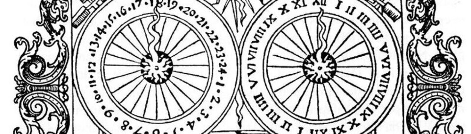 Holzschnitt einer astronomischen Uhr aus Schweden aus dem 16. Jahrhundert. Das Bild schien als Illustration besser als die Alternative.