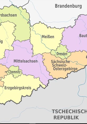 Karte von Sachsen.