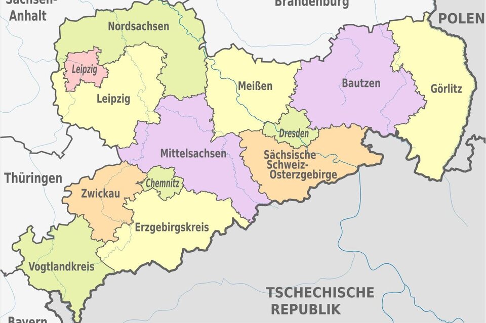 Karte von Sachsen.