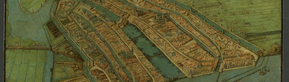 Cornelis Anthonisz: Amsterdam von oben. Älteste erhaltene Ansicht. (1538)