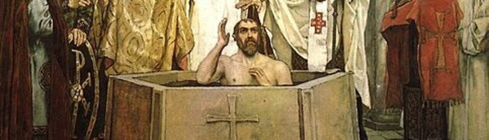 Das Gemälde „Die Taufe Wladimirs” von Viktor Vasnetsov von 1890.
