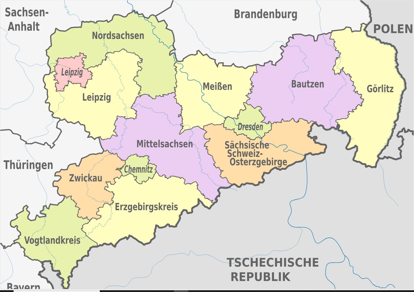 Karte von Sachsen.