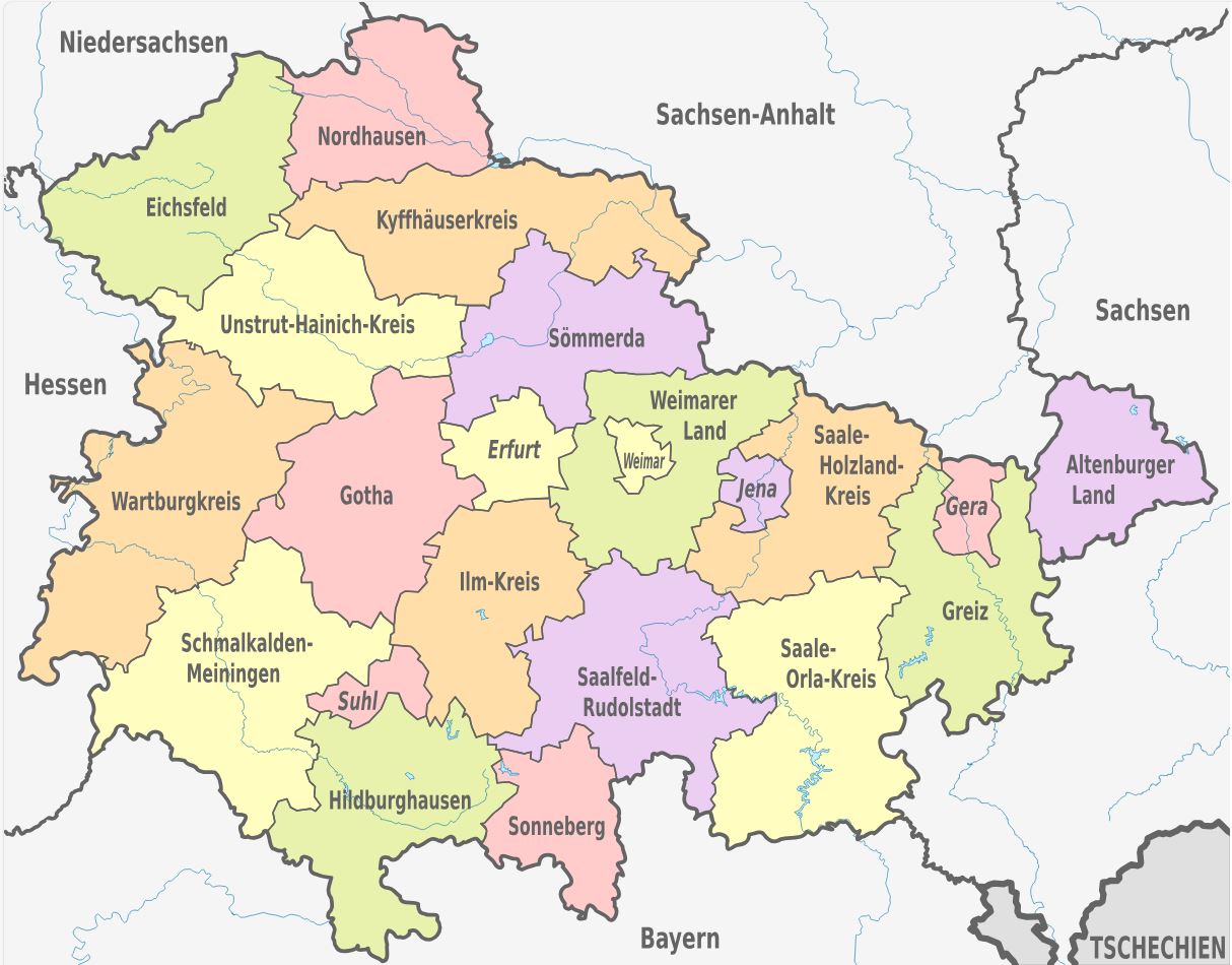 Karte von Thüringen.