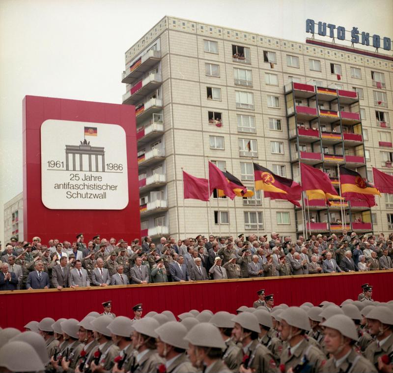 GDR parade for the anniversary of the building of the Wall in 1986.