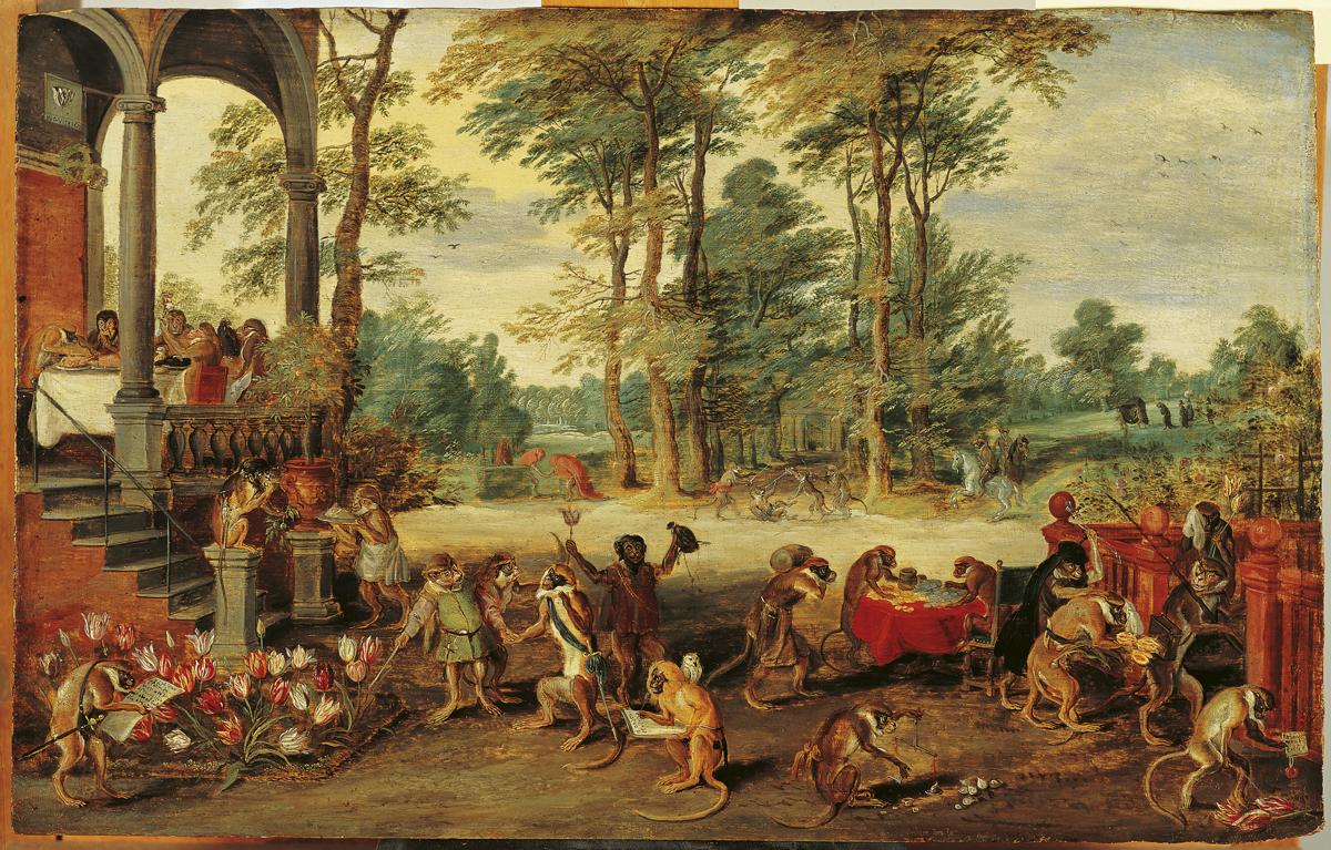 Satirical depiction of "mania" by Jan Brueghel the Younger from the 1640s.